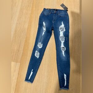 High-rise skinny Distressed Blue Jeans